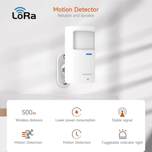 Imagen 2 del producto Staniot LoRa versión Detector de movimiento PIR inalámbrico distancia de comunicación de 500 m con alarma antidesmontaje Sensor de presencia humana