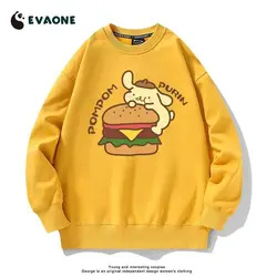 Pompompurin manica lunga con cappuccio Kawaii Sanrio Anime vestiti ragazze ragazzi simpatico cartone animato camicia Casual giocattoli adorabili regali per bambini