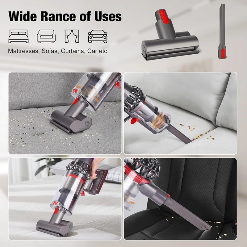 หัวแปรงเครื่องมือแบบใช้มอเตอร์ใช้ได้กับ Dyson V7 V8 V10 V11 V15อะไหล่สำหรับเตียงโซฟาและพรม