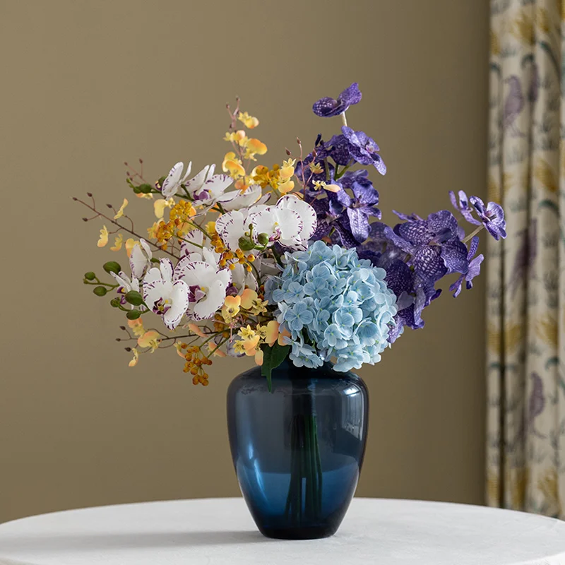 Advanced simulated flower dining table ornament Klein blue moisturizing Vanda butterfly bouquet high-end flower