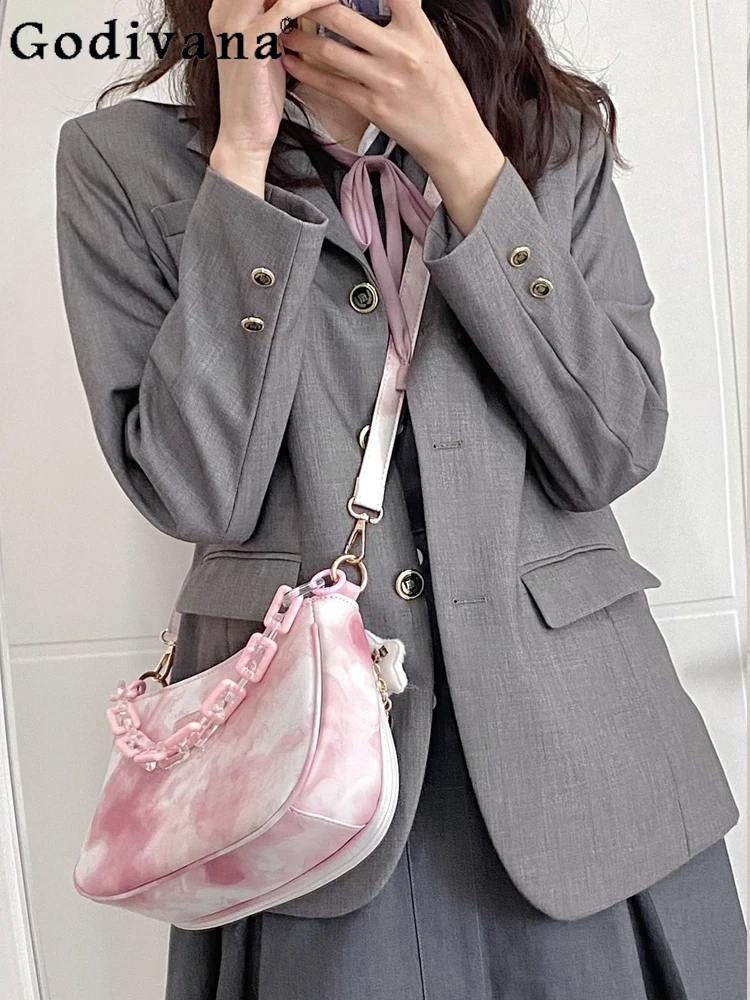 Sweet Cute Women's Shoulder Bag Fashion All-Match Commuter Lolita Shoulder Bag Crossbody Bags Pleated Bow Chain Shoulder Bags