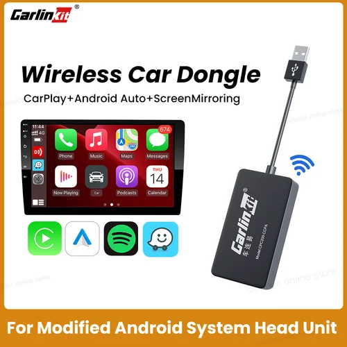 Imagen 1 del producto Carlinkit inalámbrico Android Auto CarPlay Dongle pantalla con cable espejo para posventa Android Radio Smart Link Box