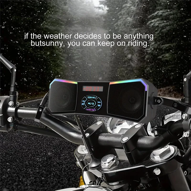 

Off-Road 12V Motorcycle Speakers - Wireless Audio With MP3, AUX, USB Functions Mounted On Handlebar With FM Stereo