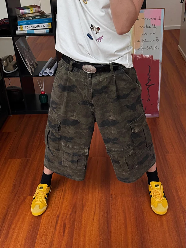 

Американские рабочие брюки цвета хаки в стиле ретро с несколькими карманами, мужские уличные свободные плиссированные прямые длинные брюки, повседневные прямые брюки