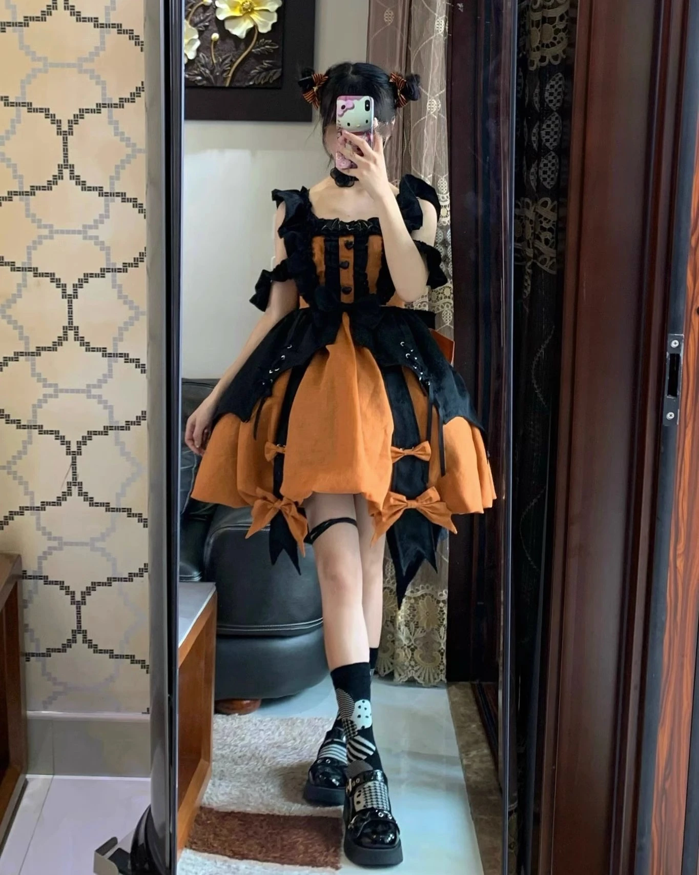 Pumpkin-Colored Little Witch Lolita Dress JSK on the Run Puffy Cute