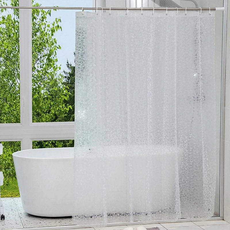 PEVA Shower Curtain Waterproof Plastic Clear Bath Curtains Transparent Bathroom Curtains Mildew Home with Hooks