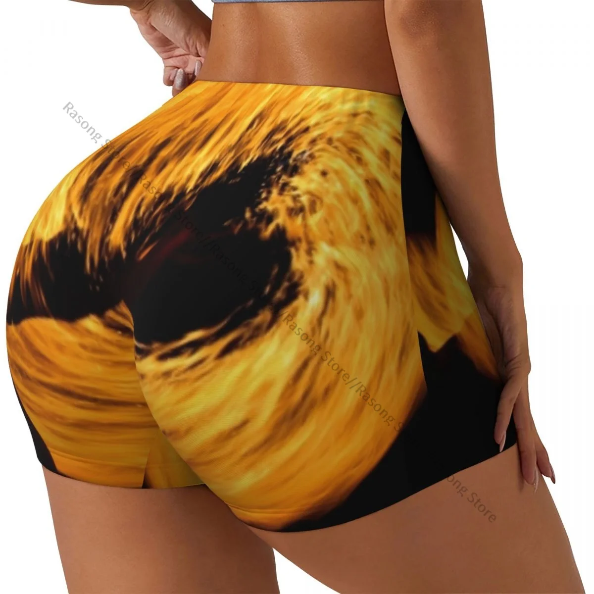 

Короткие эластичные шорты с эффектом пуш-ап, абстрактные пылающие тропы, шорты для бега, спортивные шорты, женская одежда, тренажерный зал