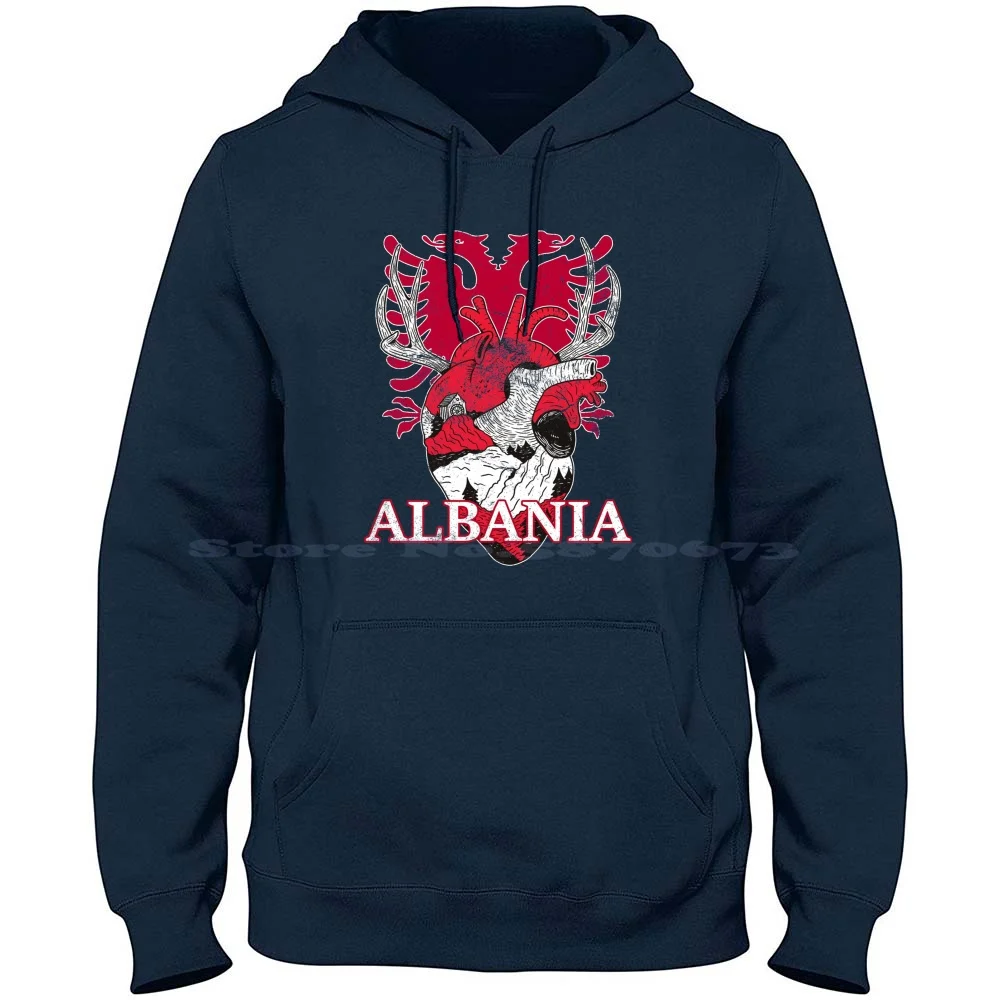 My Heart For Albania 100% Cotton Hoodie Tirana Shqip ? Ris Shqip ? Ria Dajti Hospitality Byrek Tarator Soccer Albanian Qark