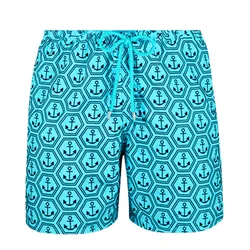 MEN Blue SWIM TRUNKS PRINTED ONLY Anchor New Summer Casual Shorts Fashion Style Mens Shorts Bermuda Beach Shorts | 61309