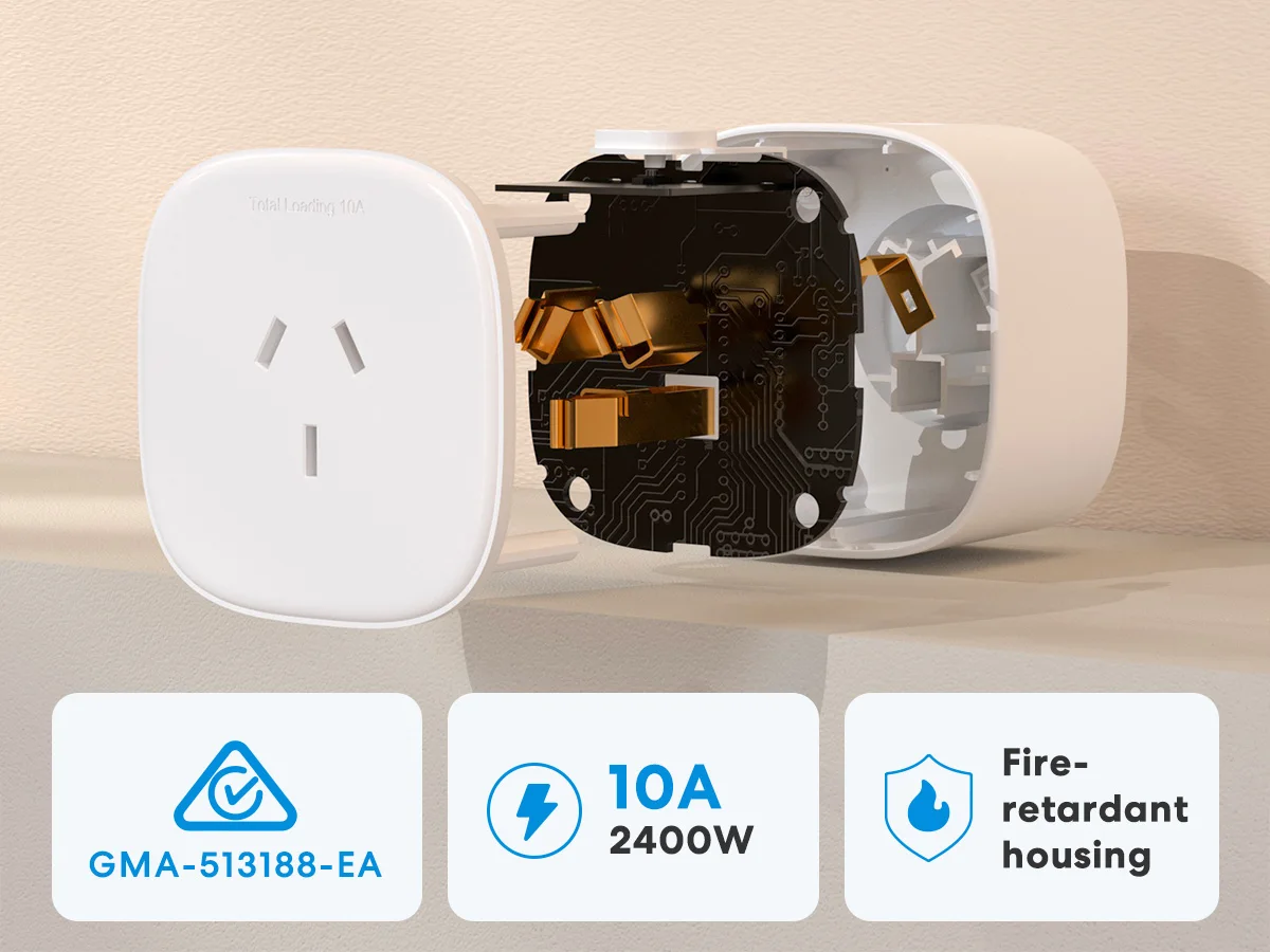 منفذ Meross Smart Plug WiFi مع مراقبة الطاقة، وجهاز التحكم عن بعد في التطبيق، ووظيفة التوقيت، متوافق مع Alexa، ومساعد Google