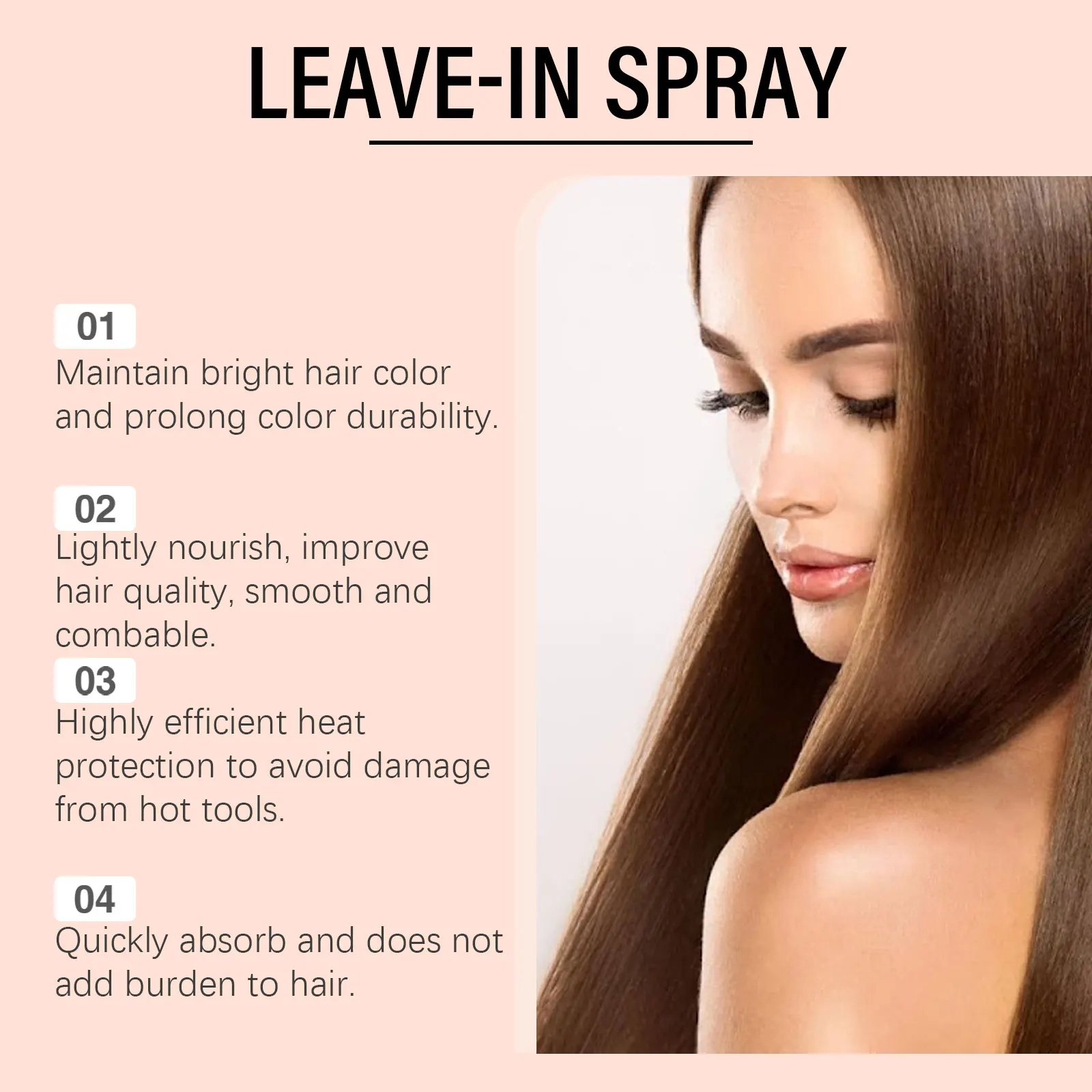 JAYSUING Hair Spray Heat Protection Color Lock Moisturizing Anti Frizz Smooth Perm Dye Damaged Hair Care