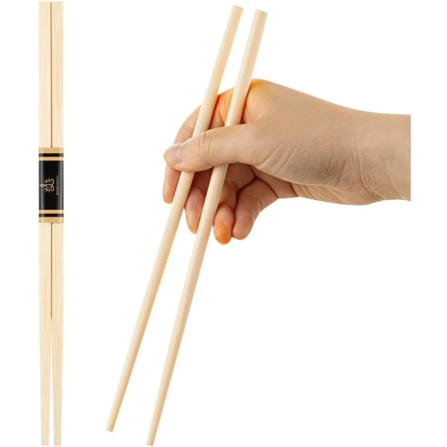 

Bambuddha Round Square Natural Bamboo Modern Chopsticks with Paper Band for Dining and Takeout Use Sustainable EcoFriendly Tabl