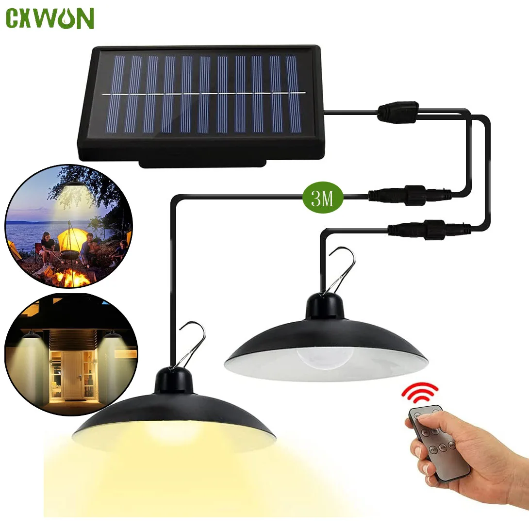 

Solar LED Pendant Light with Remote Control Outdoor Lighting for Garden Patio Camping Day Night Automatic Sun Lighting