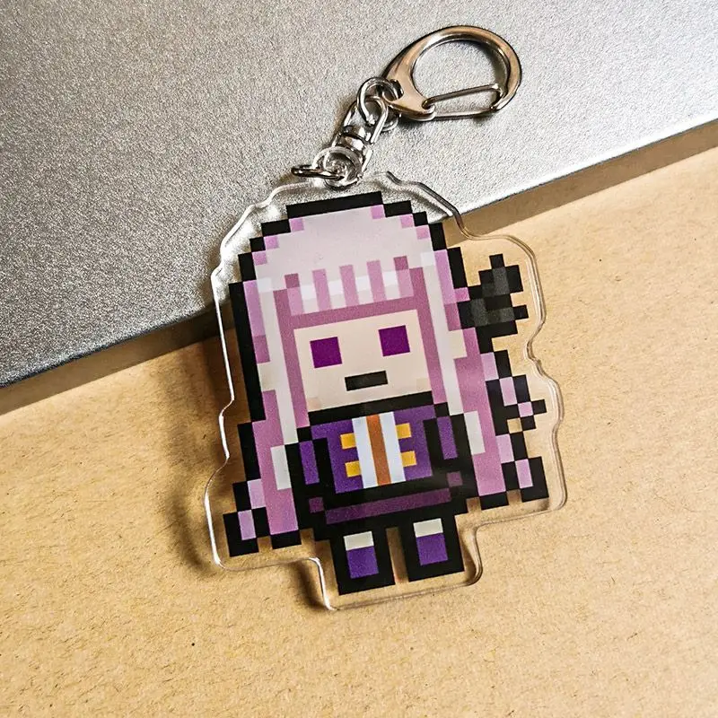 Hinata Hajime Nagito Komaeda Anime Keychain Danganronpa Pixel Style Acrylic Key Chain Woman Kawaii Bag Pendent Decor Accessories