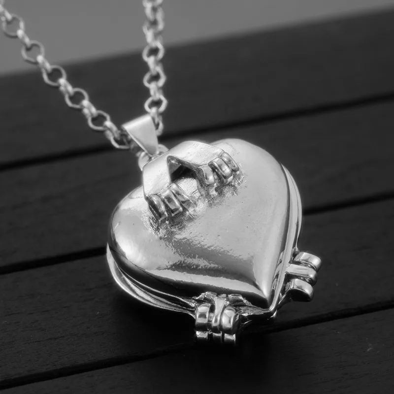Vintage Silver Color Necklace Folding Multi-layer Heart Family Locket Personalised Photos Clover Pendant Fashion Party Jewelry
