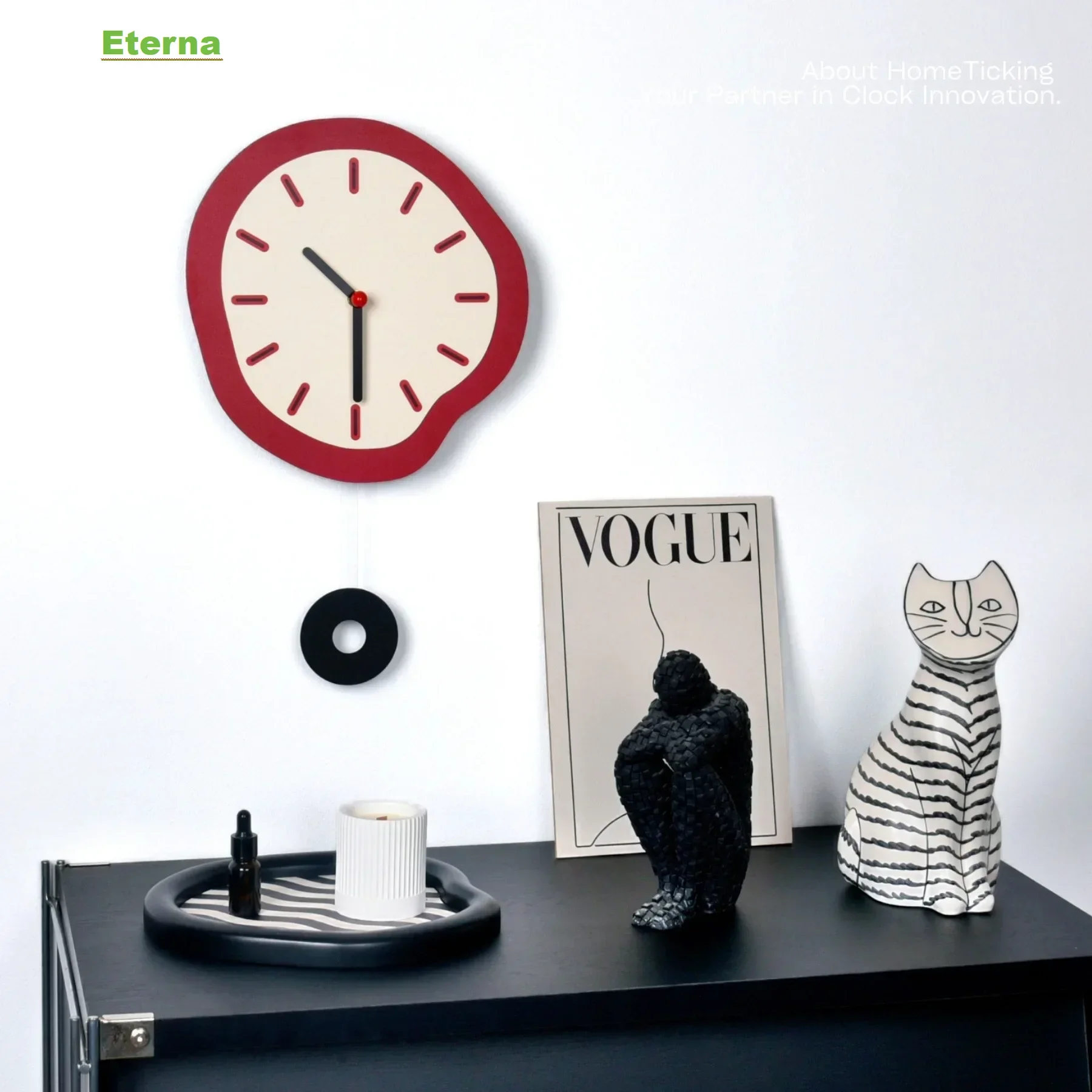 Mid-Century Modern Silent Wall Clock Luxe Minimalist High-end for Living Room Home Decor