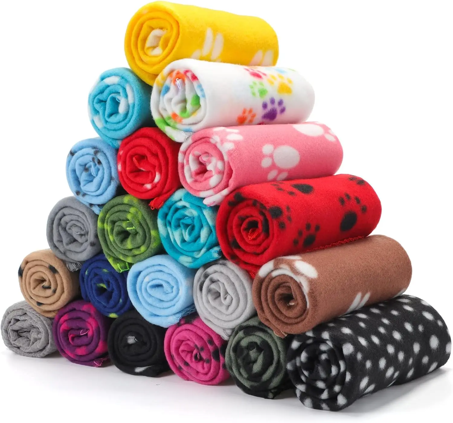

20 Pcs Soft Fleece Puppy Blankets, Warm Pet Bed Covers, 23.6x27.6 Inch, Paw Prints, Machine Washable