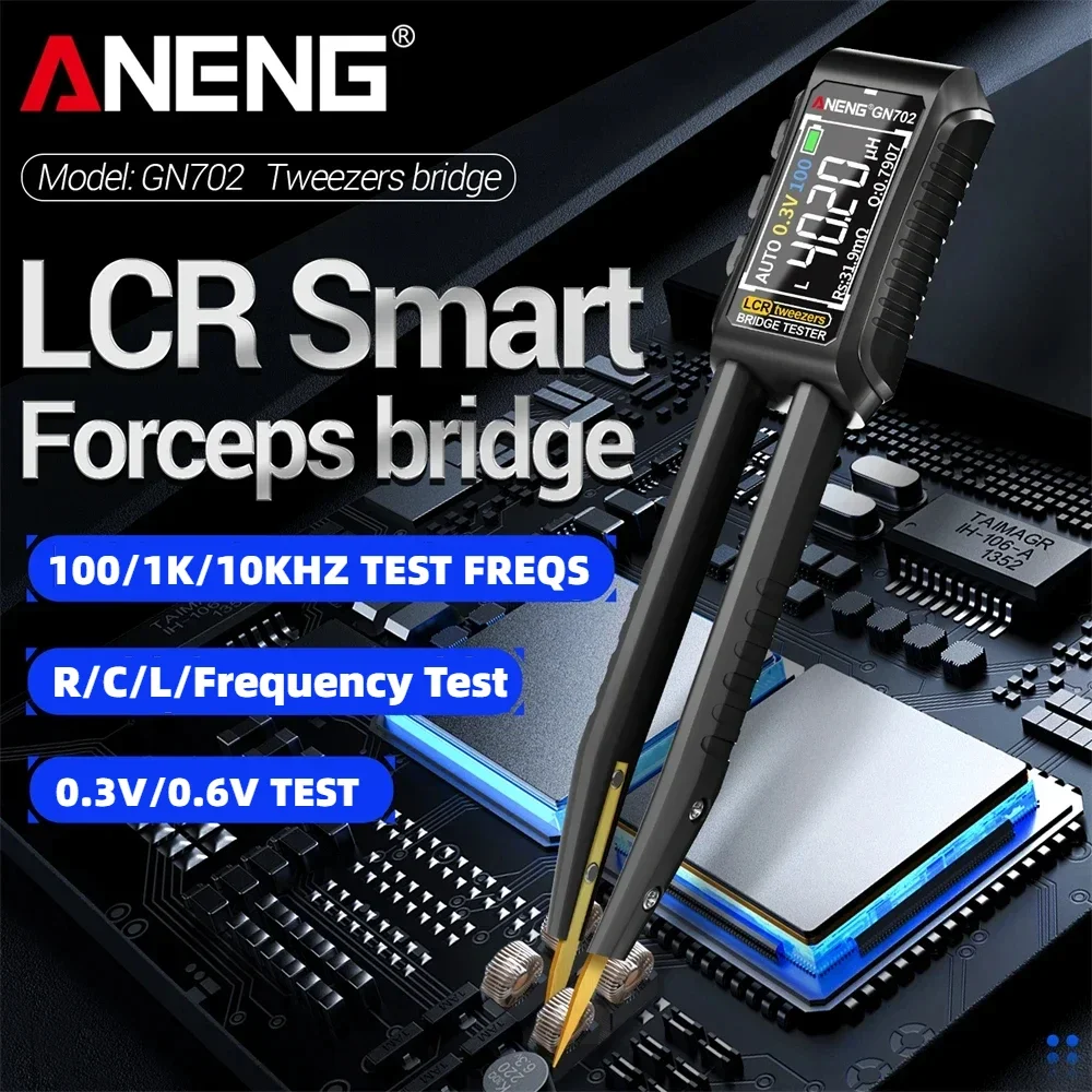 ANENG GN702 Smart Bridge Tweezer LCR SMD ESR Tester Resistance Capacitance Inductance Continuity Diode Test Instrument Tools