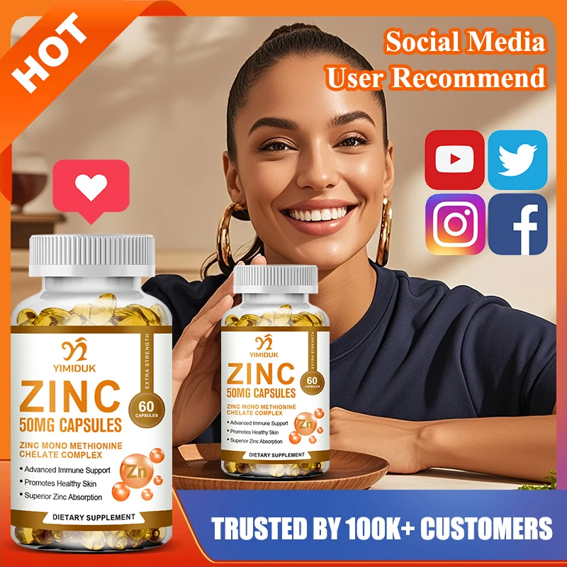 

Zinc Supplement 50 mg, Support Immune System & Metabolism Booster, Gentle on Stomach, Boosts Energy, GMP Certified, Non-GMO