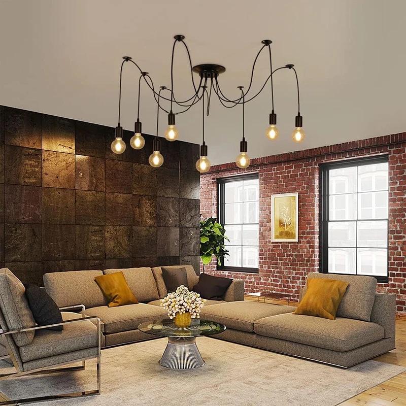 

Люстра-паук, 8 головок, черный, сделай сам, искусство, креативный индустриальный стиль, современный простой потолочный подвесной светильник, столовая, спальня, бар