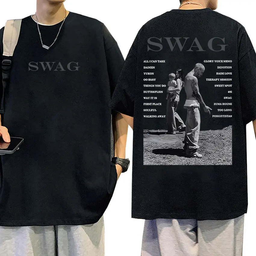 

Justin Bieber SWAG Tour 2025, новая альбомная футболка, мужская и женская футболка в стиле хип-хоп, готическая футболка с коротким рукавом, винтажные хлопковые футболки большого размера