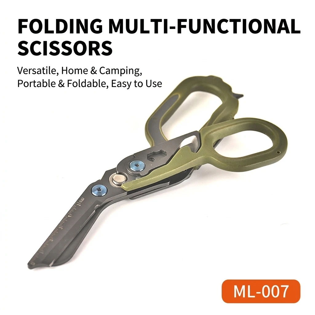 YGTITAN Rustproof Multipurpose Camping Shears Foldable Hand Tool Precision Cutting Stainless Steel Outdoor Survival