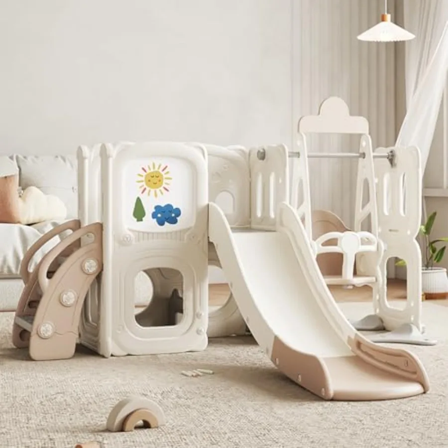 Ensemble de jeu toboggan et balançoire pour tout-petits, avec toboggan pour tout-petits, 13 diapositives autoportantes intérieures et extérieures, ensembles de aire de jeux pour arrière-cours