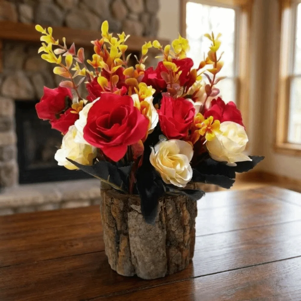 

Natural Appearance Artificial Green Plant Handmade Plastic Bark Cup Flower Pot Realistic Fake Sunflower Set Photography Props