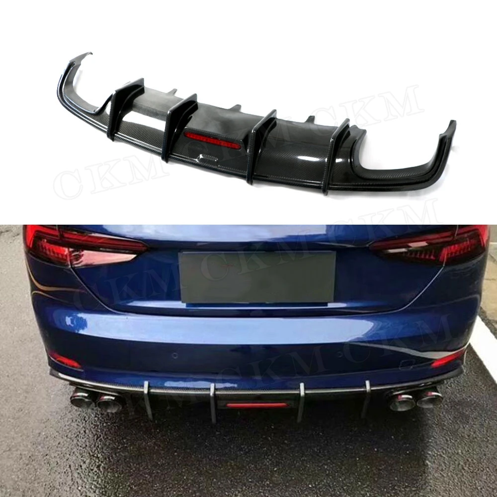 

With LED Light Carbon Fiber Rear Bumper Lip Diffuser Spoiler for Audi A5 S5 Sedan 4 Door 2017 2018 2019 Car Styling Car Body Kit