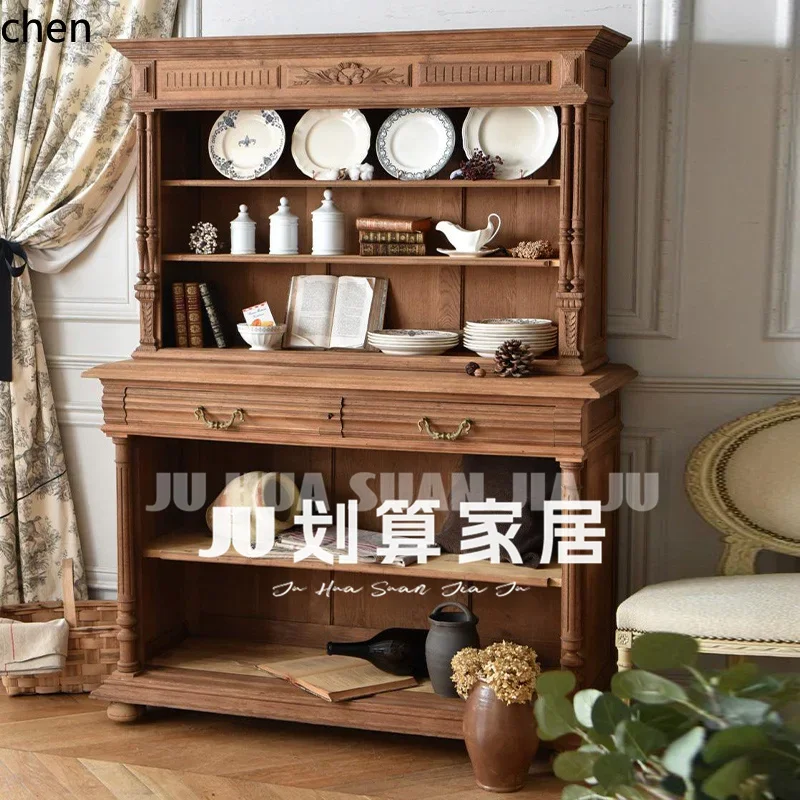 Solid Wood Small Apartment Sideboard Cabinet Rustic Living Room Storage Simple Entryway Wall-Mounted Storage Cabinet
