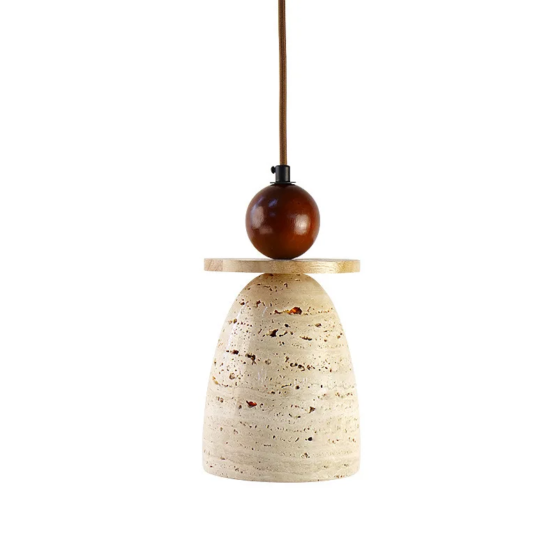 

Yellow travertine Japanese-style bedroom bedside chandelier retro Nordic homestay designer cream restaurant