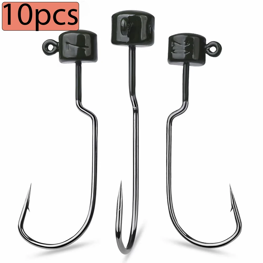 10PCS/LOT 3.5G 5G 7G Barbed Jig Head Worm Soft Bait Lead Head Hook High Carbon Steel For Carp Bass Fishing Lures