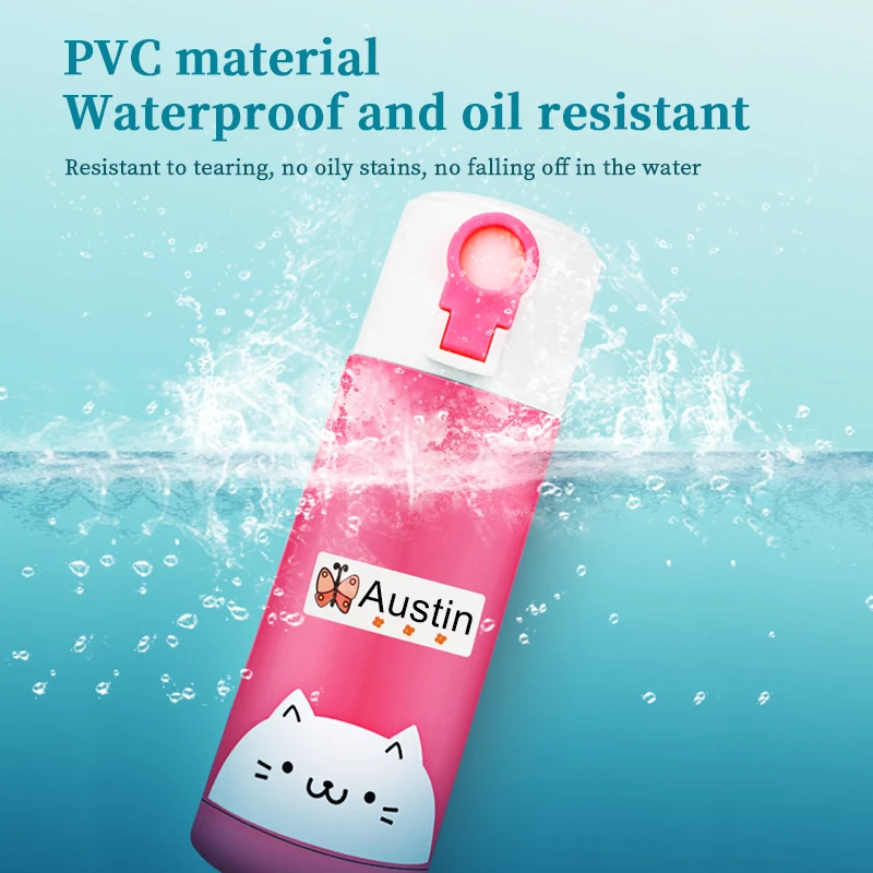 ملصقات اسم قابلة للتخصيص لأدوات الشرب وقرطاسية الأطفال - ملصقات شخصية مقاومة للماء مع لاصق صديق للبيئة #5