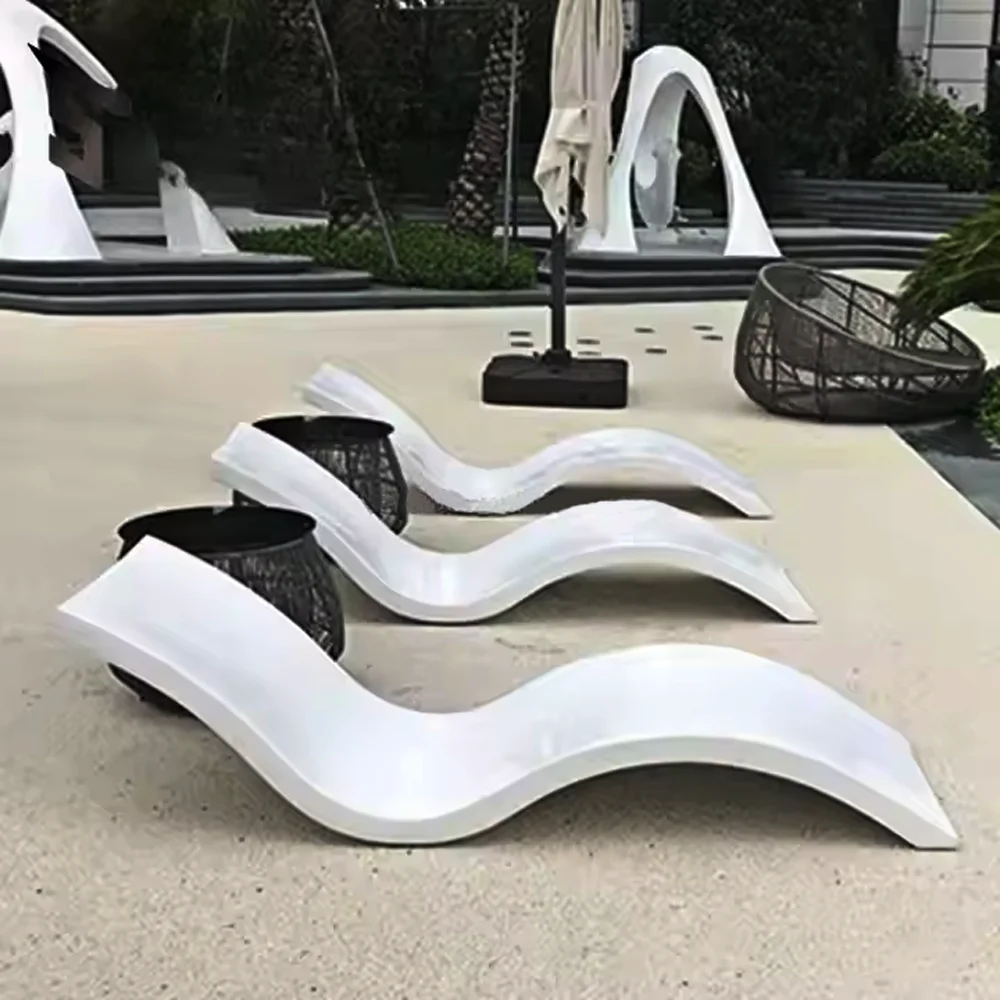 

Luxury Fiberglass Outdoor Lounge Chair Garden Beach FRP Lounger in Pool Chair Lounge Beach Tanning Sun Loungers Outdoor