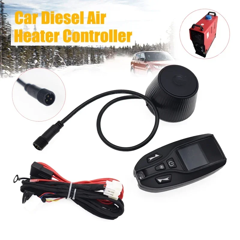 12V 24V Car Air Heater Two-Way Remote Control LCD Monitor Switch Parking Heater Controller Thermostat For Diesel Heater + Cable