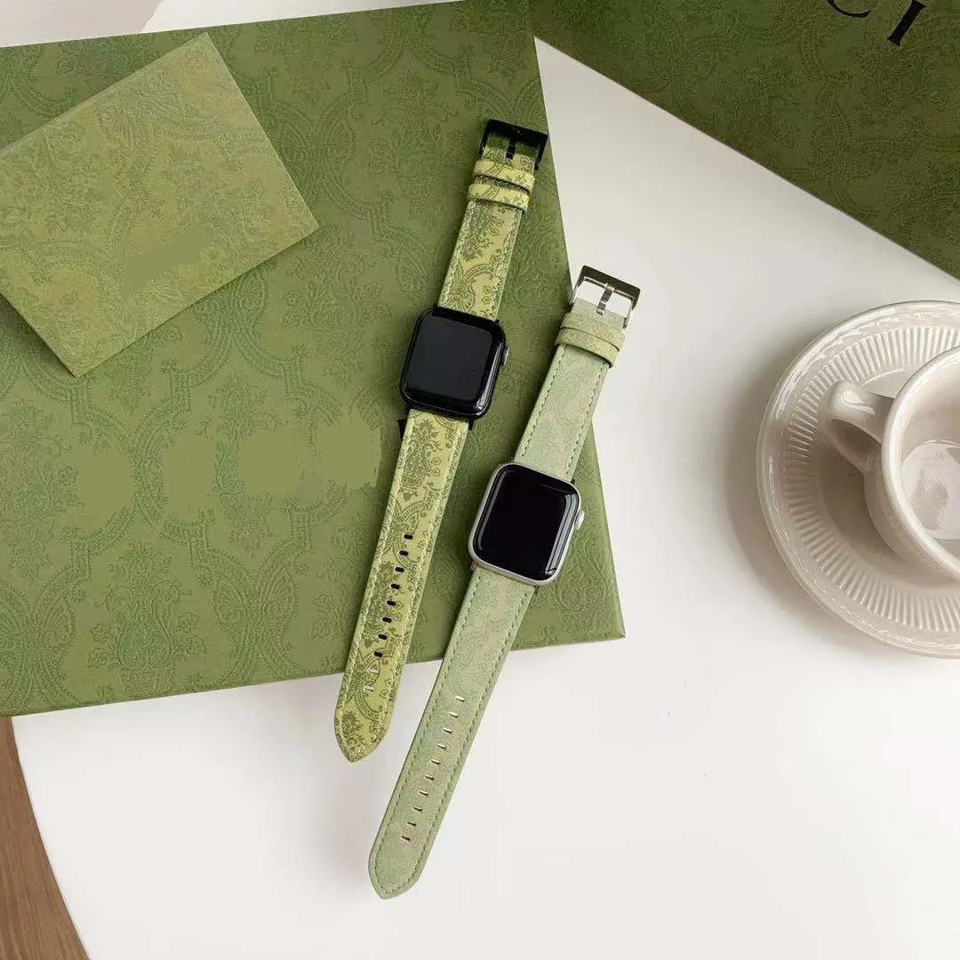 Vintage Print Leather Watch Strap For Apple Watch Band 49 44 45 42 40 46 41mm Bands For IWatch Ultra S11 10 9 8 7 watch straps