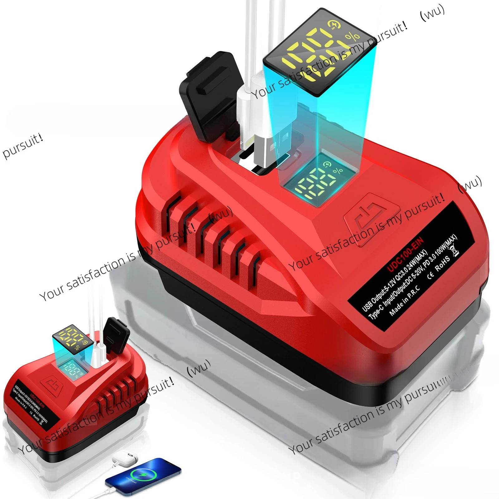 100W charger for 18V Makita Dewey Mivoch Bosch battery output PD 3.0 100W charger