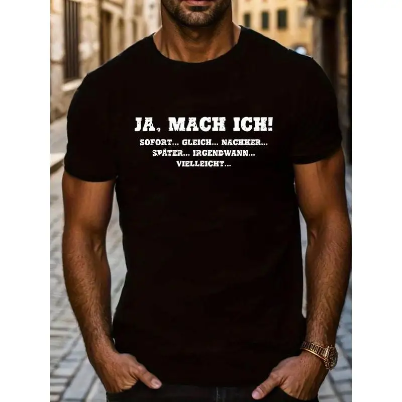 

Funny German T-shirt Men Women Procrastination Humor Graphic Tee Casual Top Streetwear Trendy Gift
