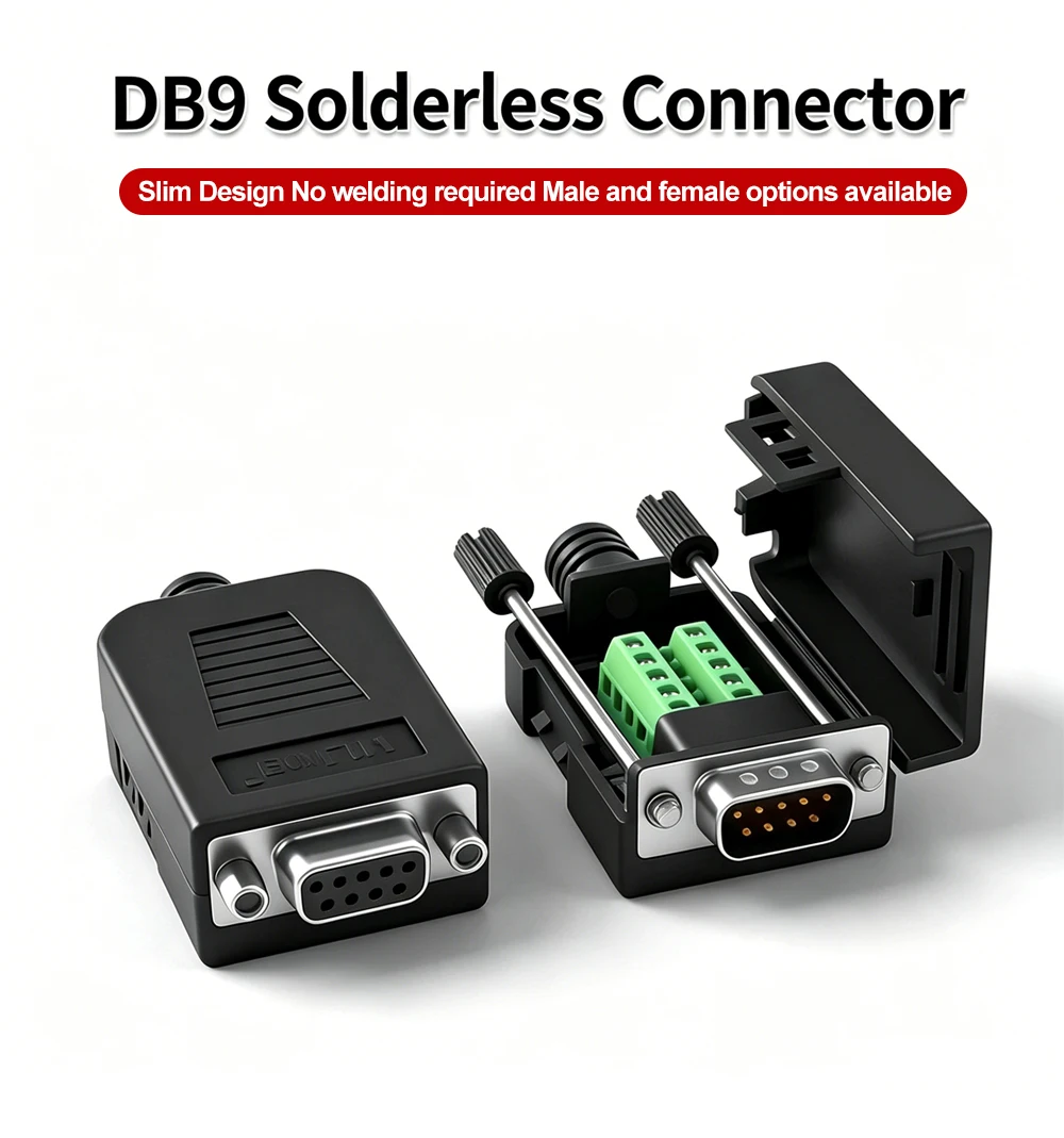 DB9 Welding Free Connector Male/Female RS232 Connector 485 Adapter Board 9P Serial Port COM Port Solderless Male and Female Plug