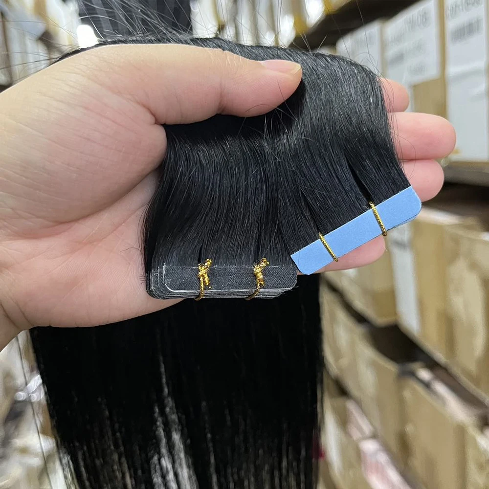 01 # شريط مستقيم أسود نفاث في وصلات الشعر لحمة الجلد آلة الشعر البرازيلي ريمي 100٪ شعر مستعار بشري #2