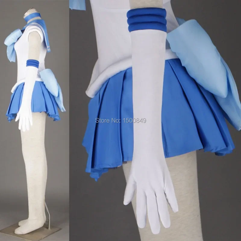 Athemis Anime Sailor Ami Mizuno Sailor Mercury Costume Cosplay Abito su misura Archi Guanti Calzini Fascia per bambini Adulti