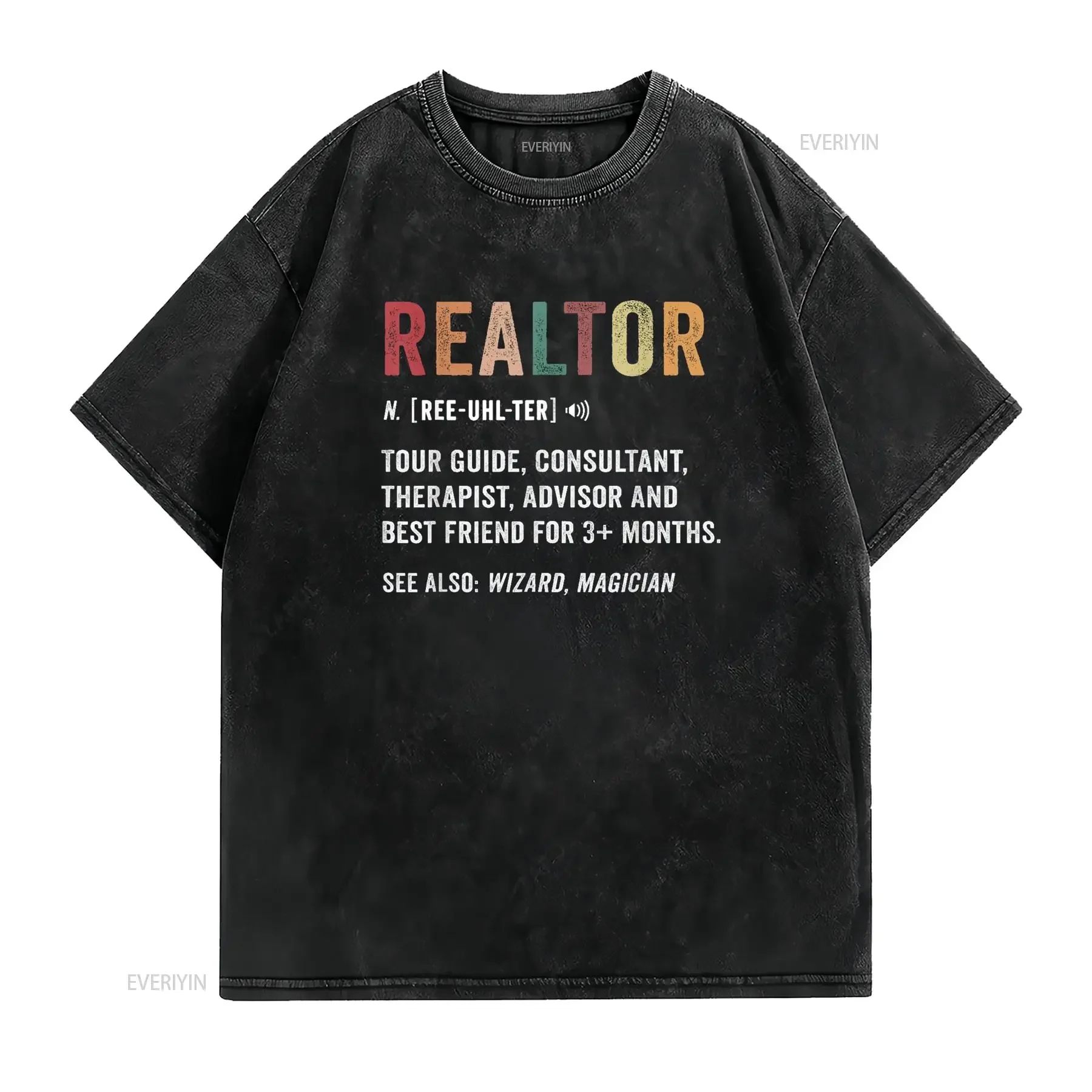 Funny Realtor Definition T Shirt Life Real Estate Agent vintage Washed fashion Stretched Slightly streetwear Casual Unisex