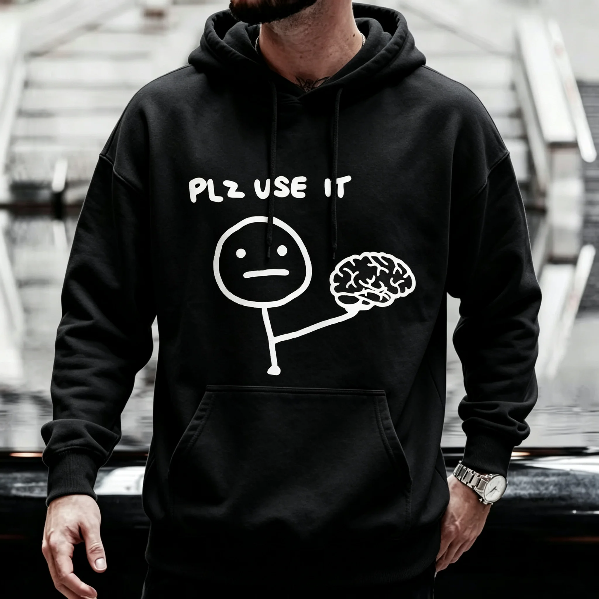Funny Please Use This Your Brain Sarcasm hoodie Funny Graphic Y2k Tops Streetwear  Sleeve Harajuku Humor Joke Men hoodie