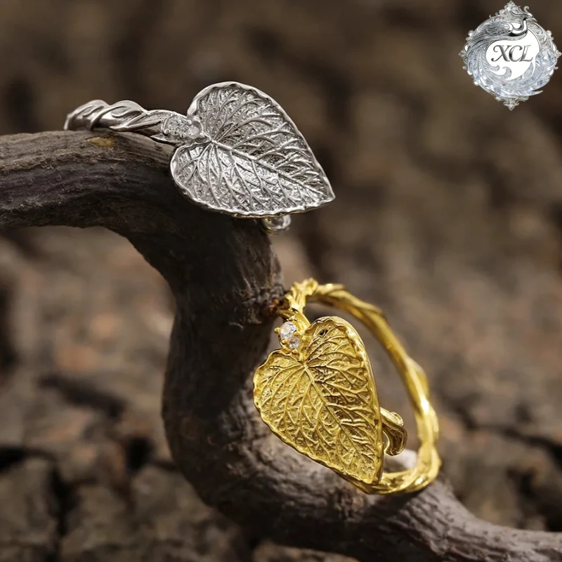 

Кольцо XCL из стерлингового серебра 925 пробы, регулируемое, с дизайном листа, модное, высококачественное, летнее, для женщин, подарок