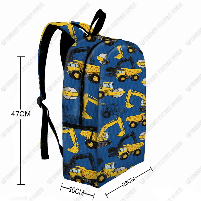 Cartoon Excavator /Tower Crane Backpack Women Men Rucksack Construction Vehicle Grader Teenager School Laptop Bags Daypack