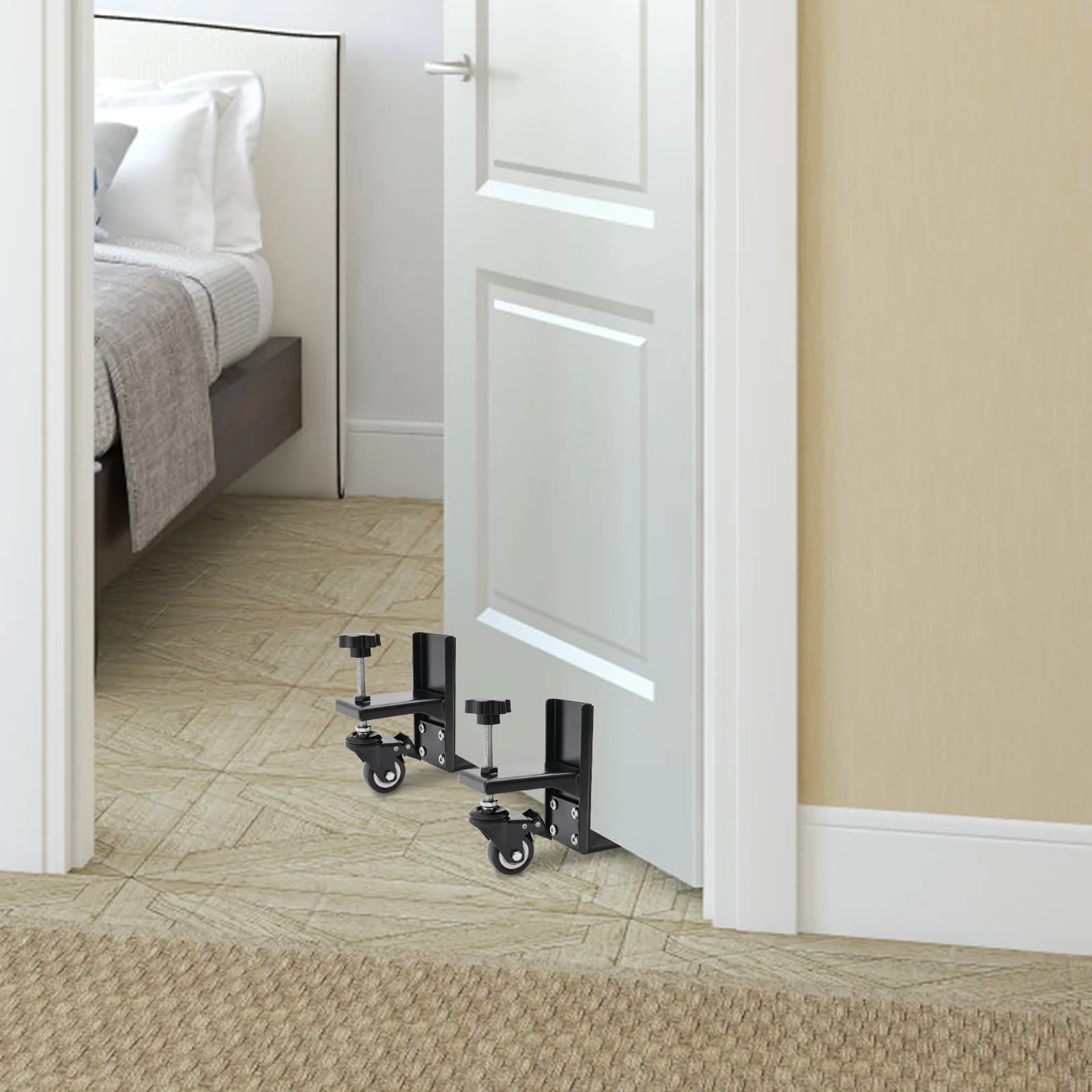 

1 Iron Door Installation Tool Kit - For 1 to 2.375 Inches Thick Doors - 360° Rotating Wheels with Brakes Sturdy Durable