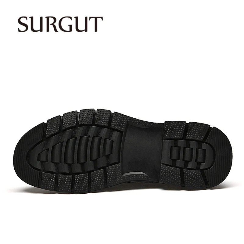 SURGUT Men Leather Shoes Mens 2024 Spring Autumn Casual Brand Comfortable for Men Trendy Oxfords Durable Work Shoes