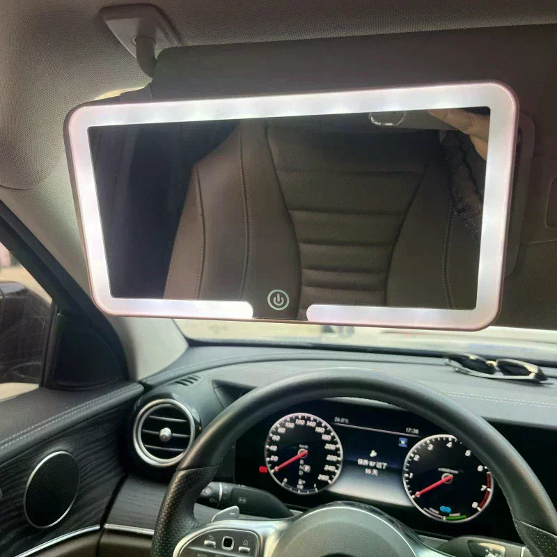 Led Makeup Mirror On Car Sun Visor Rechargeable Vanity Mirror Adjustable Brightness Vanity Mirror