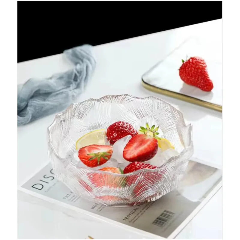 

Hxl crystal glass salad bowl living room snack plate storage ornament