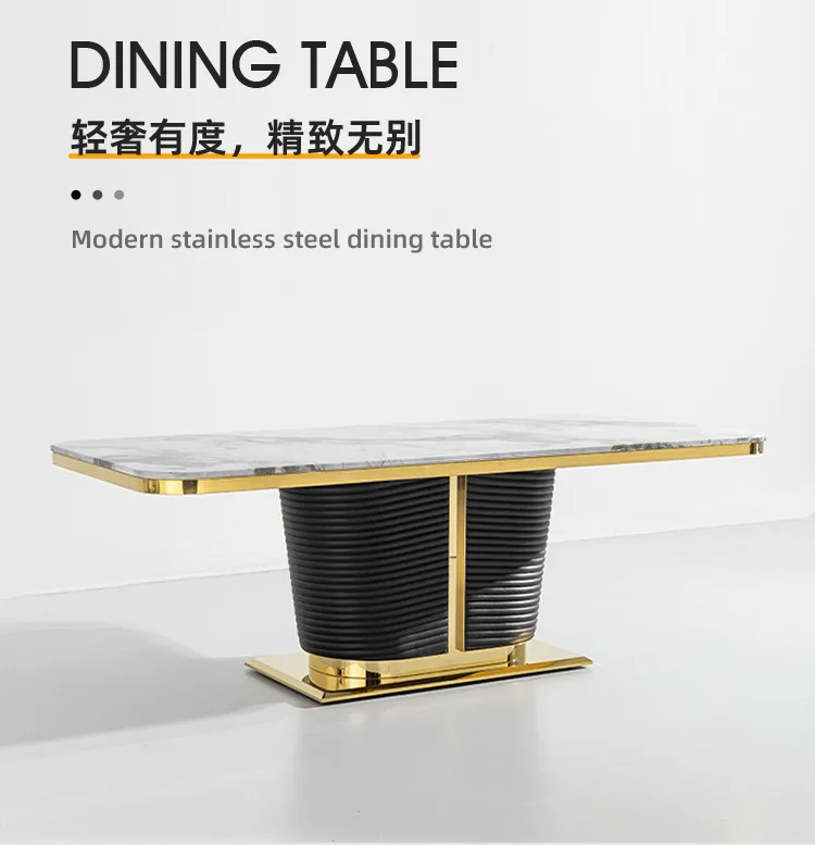 Household rectangular high-end villa dining table luxury house designer dining table